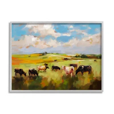 Stupell Industries Cows Grazing Painting By Ziwei Li No Frame Print On Wood In Black;white;green