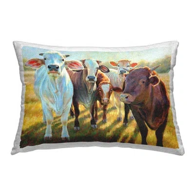 Stupell Industries Cows In Pasture Outdoor Printed Pillow By Rita Kirkman In Brown;white;green