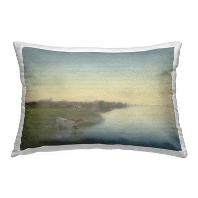 Stupell Industries Cows In Serene Shore Outdoor Printed Pillow By Jan Voerman In Green
