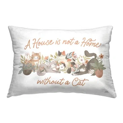 Stupell Industries Cozy Cats & Plants Phrase Decorative Printed Throw Pillow Design By Laura Marshall In White