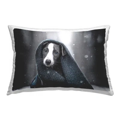 Stupell Industries Cozy Dog With Scarf Decorative Printed Throw Pillow By Natalie Grosse In Gray