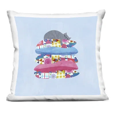 Stupell Industries Cozy Sleeping Cat On Pillows Decorative Printed Throw Pillow Design By Angie Rozelaar In Blue