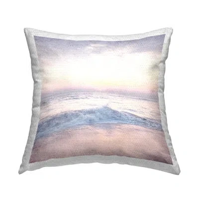 Stupell Industries Crashing Beach Waves Pastel Ocean Shore Outdoor Printed Pillow By Ann Bailey In White;purple