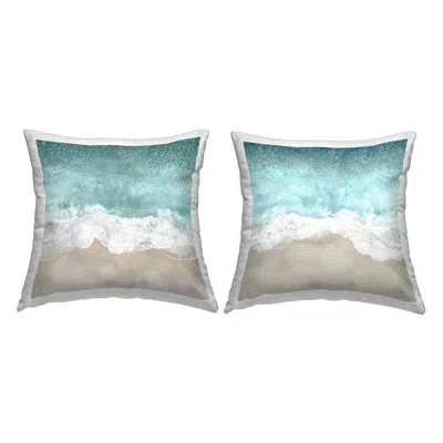 Stupell Industries Crashing Waves Beach Shore 2 Piece Outdoor Printed Pillow Set By Maggie Olsen In Blue;white;gray