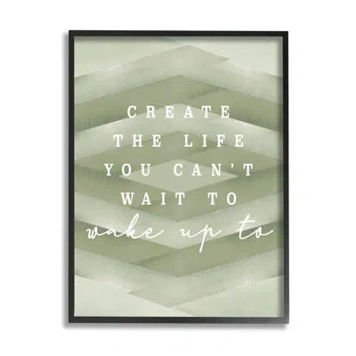 Stupell Industries Create Your Life Motivational Geometric Stripe Pattern Shapes By Daphne Polselli - Floater Frame Pai In Midnight Black Framed Giclee