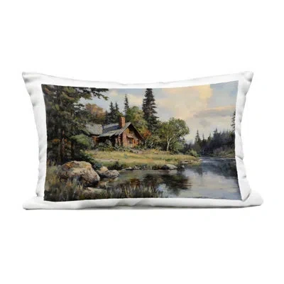 Stupell Industries Creek Cabin Woodland View Outdoor Printed Pillow, Design By Franklyn Gregory In Green