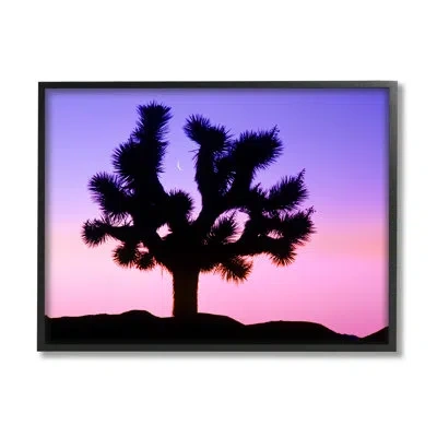 Stupell Industries Crescent Moon Tree Silhouette Framed On Wood By Dennis Frates Photograph In Midnight Black Framed Giclee