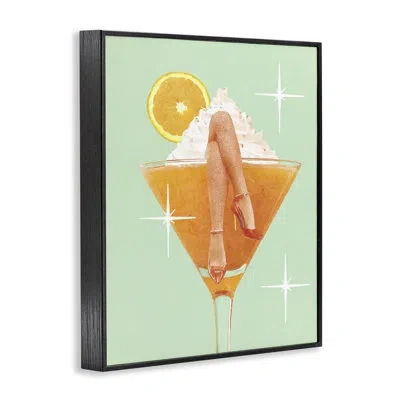 Stupell Industries Crossed Legs Cocktail Framed Giclee Art, Design By Lil' Rue In Midnight Black Framed Giclee