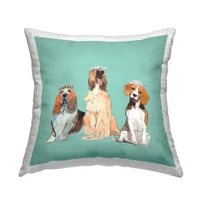 Stupell Industries Crowned Dog Trio Outdoor Printed Pillow By Amelia Noyes In Blue