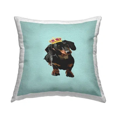 Stupell Industries Crowned Royal Dachshund Outdoor Printed Pillow By Amelia Noyes In Blue
