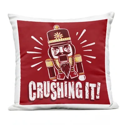 Stupell Industries Crushing It Nutcracker Outdoor Printed Pillow Design By Jedco Brands, Inc. In Red