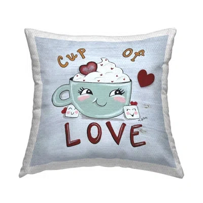 Stupell Industries Cup Of Love Mug Outdoor Printed Pillow By Michelle Gilsey In Gray