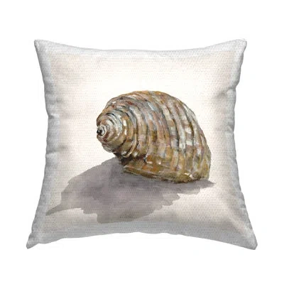 Stupell Industries Curved Seashell On Beige Outdoor Printed Pillow By Jacob Q In Brown