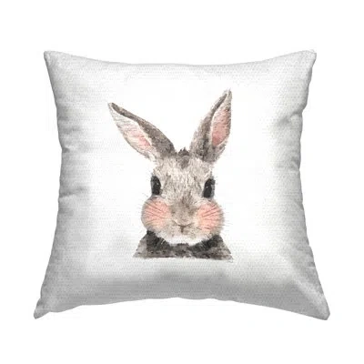 Stupell Industries Cute Bunny Face Pink Cheeks Outdoor Printed Pillow By Amanda Greenwood In Gray;pink