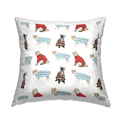 Stupell Industries Cute Cats Pajamas Pattern Outdoor Printed Pillow By Daphne Polselli In Blue;black;red
