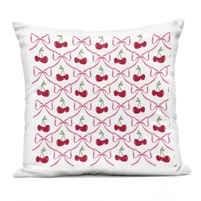 Stupell Industries Cute Cherries & Bows Pattern Outdoor Printed Pillow Design By Lucille Price In Red Cherries & Bows