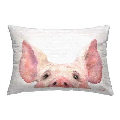 Stupell Industries Cute Piglet Face Outdoor Printed Pillow By Georgedyachenkoart In Pink