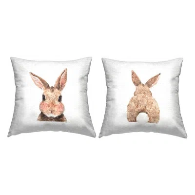 Stupell Industries Cute Rabbit Blushing Face & Tail 2 Piece Outdoor Printed Pillow Set By Amanda Greenwood In Brown;pink