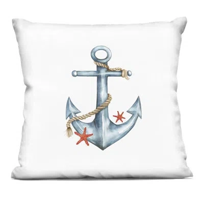 Stupell Industries Cute Sailor Anchor With Starfish Decorative Printed Throw Pillow, Design By Lsr Design Studio In Blue