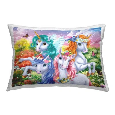 Stupell Industries Cute Unicorn Selfie Design By Image World Outdoor Printed Pillow In Multi