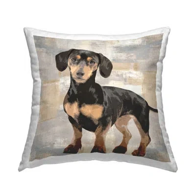 Stupell Industries Dachshund Dog Portrait Neutral Grey Beige Patchwork Decorative Printed Throw Pillow By Keri Rodgers