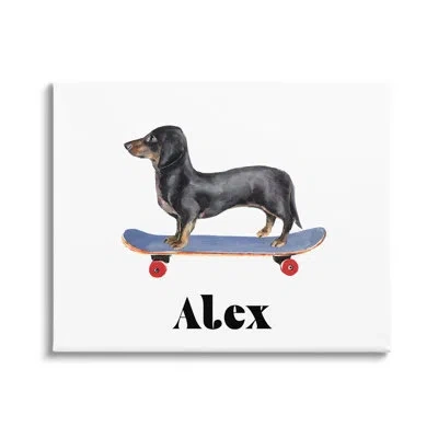 Stupell Industries Dachshund Dog Skateboarding Cmw-032 Personalized Wall Art In Wrapped Canvas