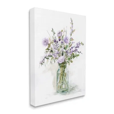 Stupell Industries Dainty Lavender Blooms Arrangement Classic Glass Vase By Carol Robinson - Floater Frame Painting On  In Wrapped Canvas