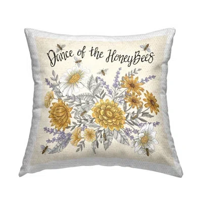 Stupell Industries Dance Of Honeybees Outdoor Printed Pillow By Deb Strain In Beige