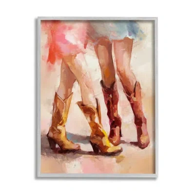 Stupell Industries Dancing Cowgirl Boots By Ziwei Li No Frame Print On Wood In Brown;beige;gold