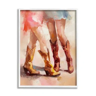 Stupell Industries Dancing Cowgirl Boots By Ziwei Li Single Picture Frame Print On Canvas In Coastal White Framed Giclee