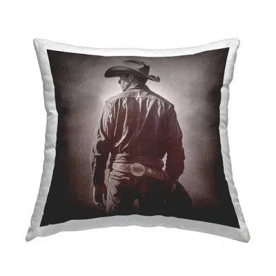 Stupell Industries Dark Cowboy Silhouette Decorative Printed Throw Pillow By Rb In Black;gray