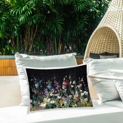 Stupell Industries Dark Garden Meadow Outdoor Printed Pillow By Danhui Nai In Black