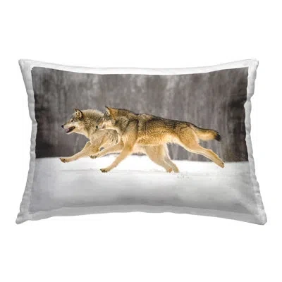 Stupell Industries Dashing Wolves In Snow Decorative Printed Throw Pillow Design By Lisa Dearing In Tan