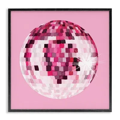Stupell Industries Dazzling Pink Disco Ball In Midnight Black Framed Giclee