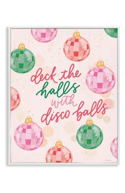 Stupell Industries Deck The Halls Framed Canvas Wall Art In Pink