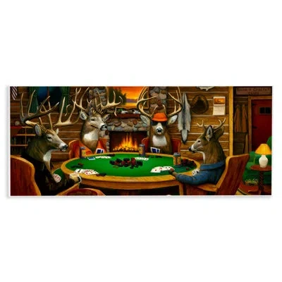 Stupell Industries Deer Animals Playing Poker Table Cabin Lodge Wall Plaque Art By Leo Stans In Brown;green