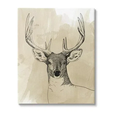 Stupell Industries Deer Portrait Drawing Canvas Art In Brown
