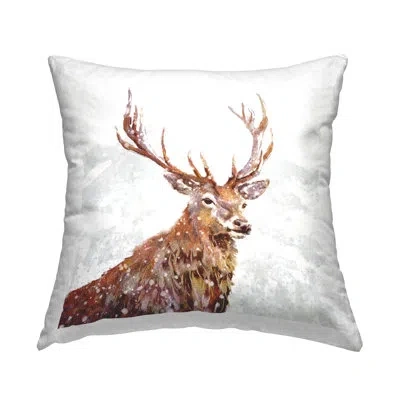 Stupell Industries Deer Portrait Snowy Mountain Scene Printed Throw Pillow Design By Pip Wilson