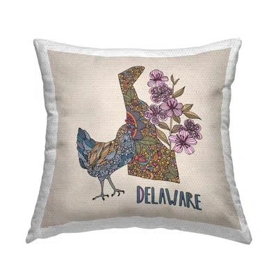 Stupell Industries Delaware Blue Hen Blossom Pattern Outdoor Printed Pillow By Valentina Harper In Blue;green;pink