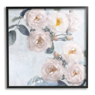 Stupell Industries Delicate Pink Roses Arrangement By Emily Ford - Floater Frame Graphic Art On Wood In Midnight Black Framed Giclee