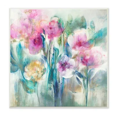 Stupell Industries Delicate Rainy Flowers Pink Peonies Painterly Illustration By Third And Wall - Painting In Wall Plaque