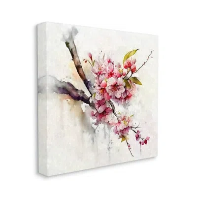 Stupell Industries Delicate Spring Cherry Blossoms On Canvas By Ziwei Li Graphic Art In Green;yellow;pink