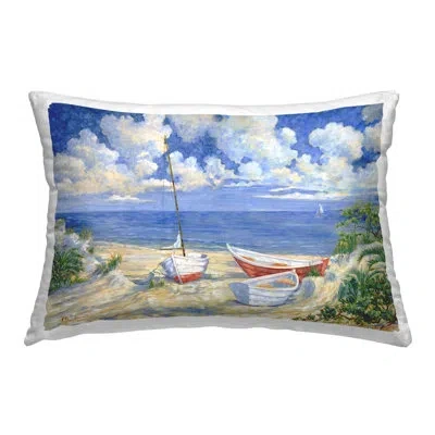 Stupell Industries Deserted Boats On Shore Decorative Printed Throw Pillow Design By Paul Brent In Blue