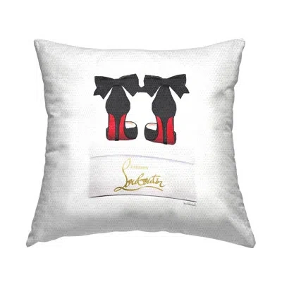 Stupell Industries Designer Bow Heels Shoes Fashionable Glam Detail Outdoor Printed Pillow By Amanda Greenwood In Black;white