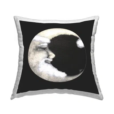 Stupell Industries Detailed Crescent Moon Face Outdoor Printed Pillow By Julie Norkus In Black;brown;white
