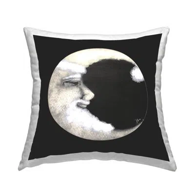 Stupell Industries Detailed Crescent Moon Face Printed Throw Pillow Design By Julie Norkus