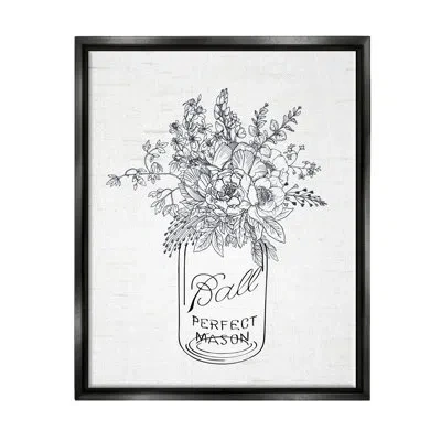 Stupell Industries Detailed Flower Bouquet Outline Drawing Rustic Jar By Lettered And Lined - Floater Frame Rectangle P In Jet Black Floater Frame