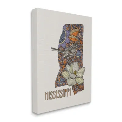Stupell Industries Detailed Mississippi Bird And Flower Pattern Design By Valentina Harper - Floater Frame Graphic Art  In Wrapped Canvas