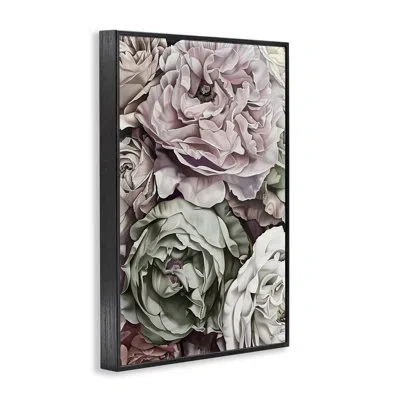 Stupell Industries Detailed Stacked Roses Giclee Art, Design By Annabelle Hall In Midnight Black Framed Giclee