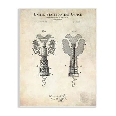 Stupell Industries Detailed Vintage Bottle Corkscrew Patent Blueprint Diagram In Wall Plaque